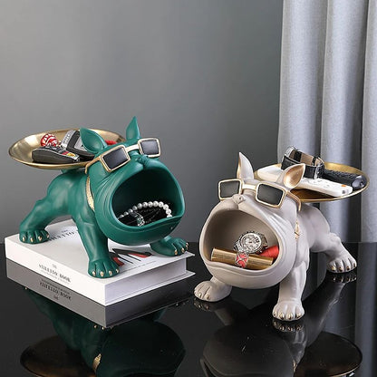 Bulldog Figurine Storage Box  Resin Dog Statue Ornament For Home Decor 1