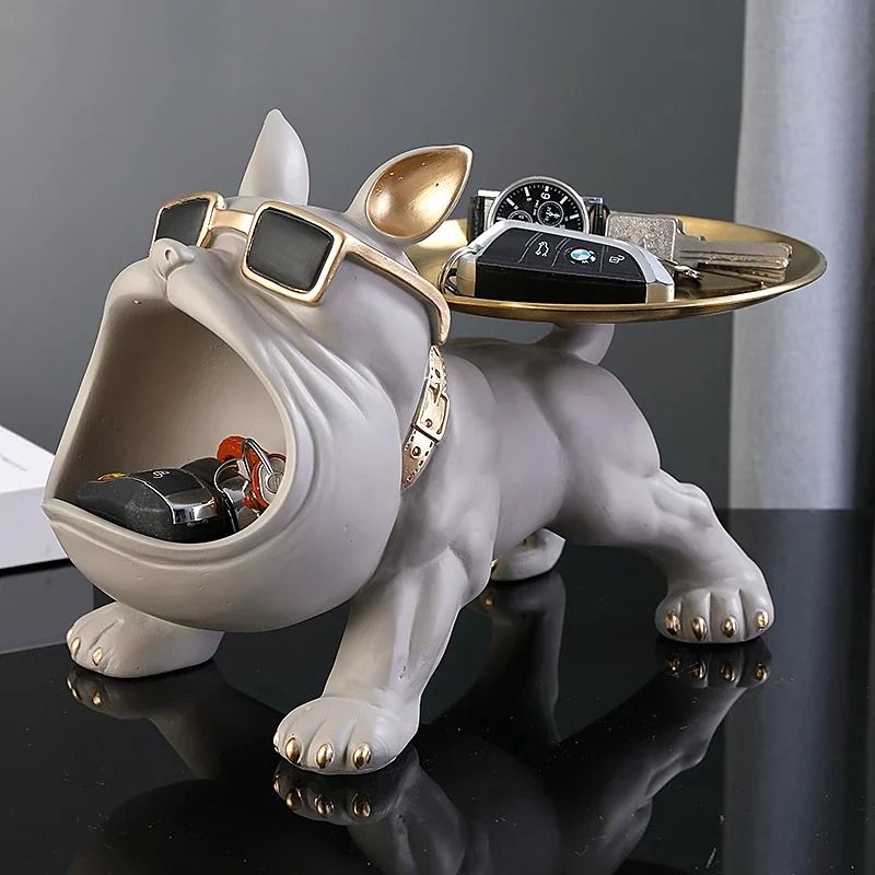 Bulldog Figurine Storage Box  Resin Dog Statue Ornament For Home Decor 2