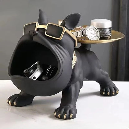 Bulldog Figurine Storage Box - Resin Dog Statue Ornament for Home Decor