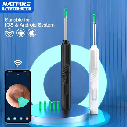 HD Wireless Ear Cleaner with Camera – Smart Otoscope Earwax Removal Tool Kit with 6 LED Lights