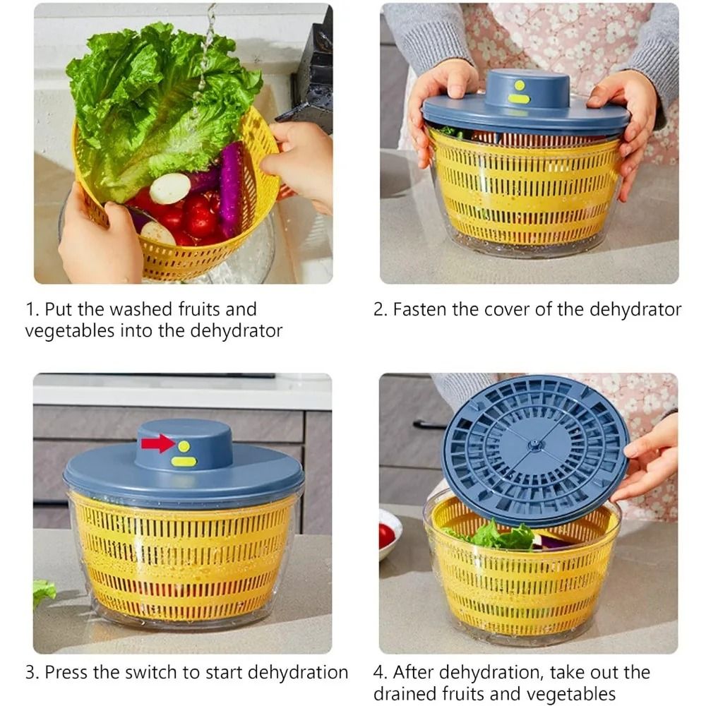 Multifunctional Rechargeable Salad Spinner  3L Electric Vegetable  Fruit Washer 7