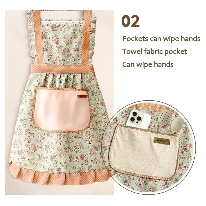 Womens Cooking Apron With Pockets  Sleeveless Printed Cotton Canvas Chefs Kitchen Apron For Grillin 4