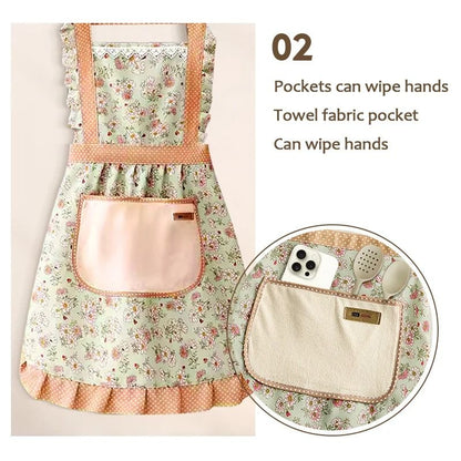 Womens Cooking Apron With Pockets  Sleeveless Printed Cotton Canvas Chefs Kitchen Apron For Grillin 4