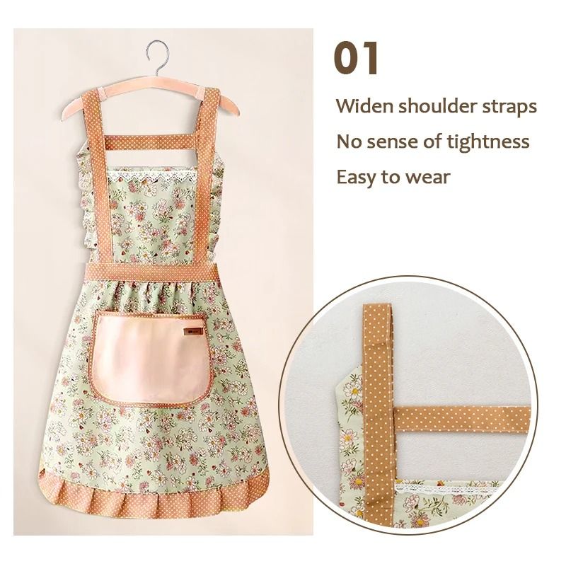 Womens Cooking Apron With Pockets  Sleeveless Printed Cotton Canvas Chefs Kitchen Apron For Grillin 3