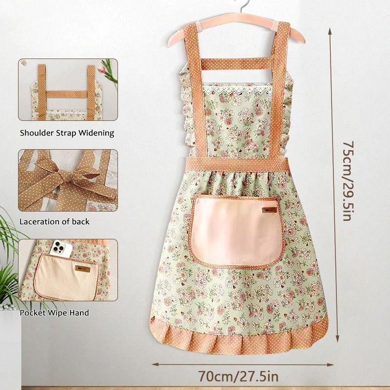Womens Cooking Apron With Pockets  Sleeveless Printed Cotton Canvas Chefs Kitchen Apron For Grillin 6