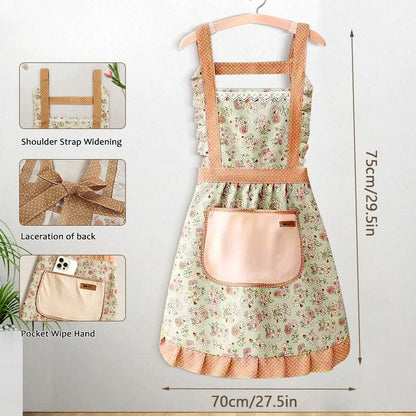 Womens Cooking Apron With Pockets  Sleeveless Printed Cotton Canvas Chefs Kitchen Apron For Grillin 6