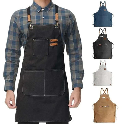 Unisex OilProof Canvas Apron With Tool Pockets  Sleeveless Kitchen And Grill Apron For Men And Wome 6