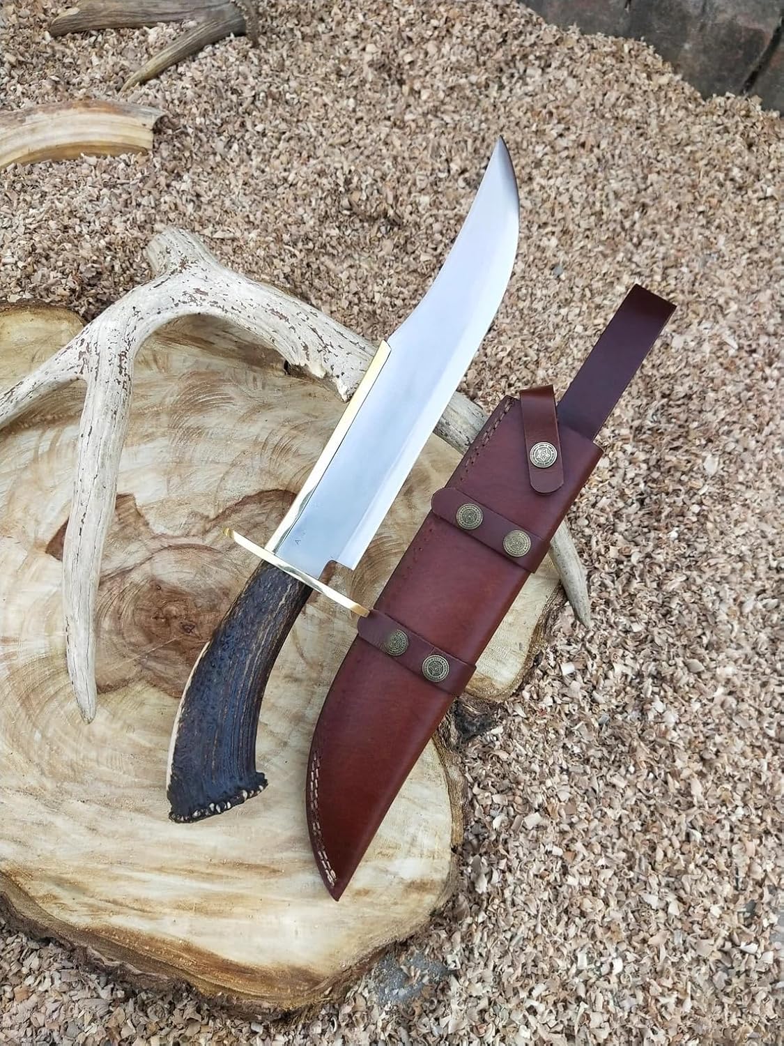 ALFARI Custom Handmade D2 Steel 18 Hunting Camping Bowie Knife With Stag Horn Handle EDC Fixed Blad 1