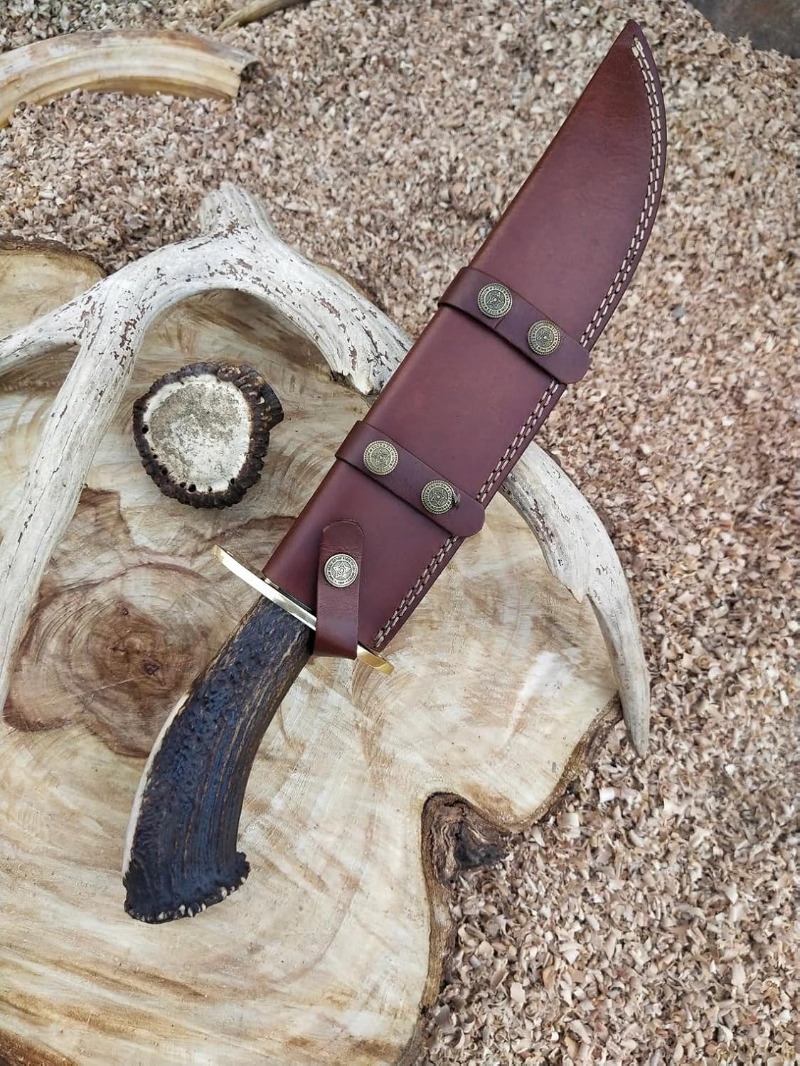 ALFARI Custom Handmade D2 Steel 18 Hunting Camping Bowie Knife With Stag Horn Handle EDC Fixed Blad 2