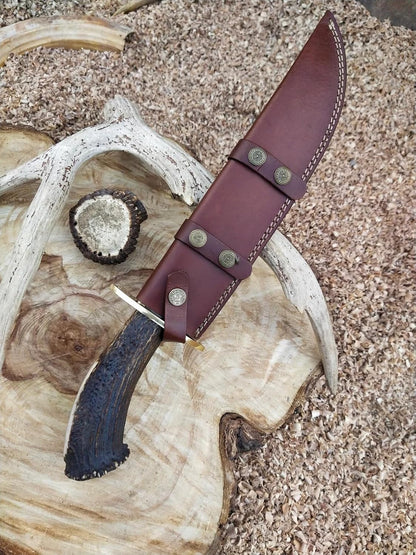 ALFARI Custom Handmade D2 Steel 18 Hunting Camping Bowie Knife With Stag Horn Handle EDC Fixed Blad 2