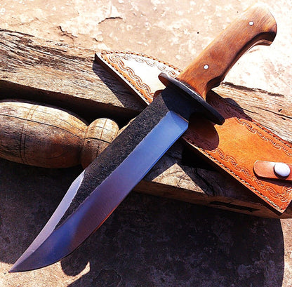 Custom Handmade Bowie Knife Carbon Steel Full Tang Hunting Knife Wood Handle 2