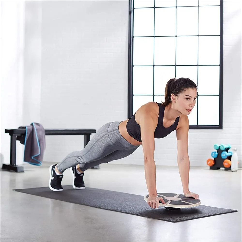 Premium Wooden Wobble Balance Board – Non-Slip Yoga Waist Twisting Fitness Equipment
