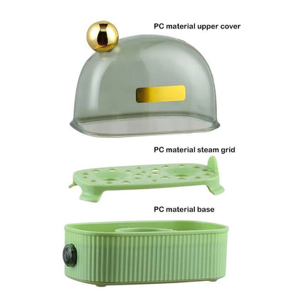 120W Electric Egg Boiler Poacher  Automatic ShutOff Mini Breakfast Cooker For 2 Eggs Portable Food  5