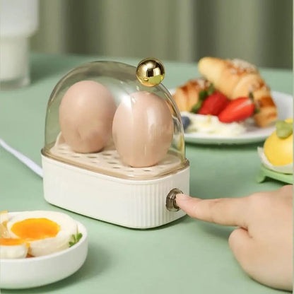 120W Electric Egg Boiler Poacher – Automatic Shut-Off Mini Breakfast Cooker for 2 Eggs, Portable Food Steamer