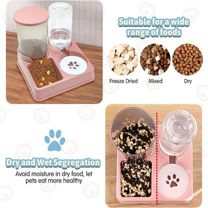 Automatic Cat Feeder And Water Dispenser Set  2in1 Tilted Gravity Pet Food And Water Feeder 3