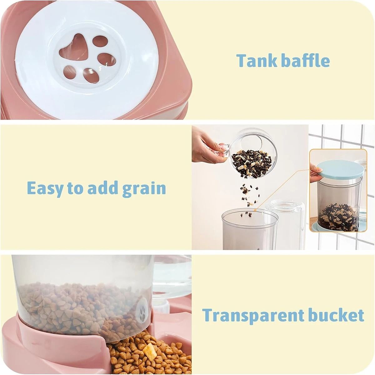 Automatic Cat Feeder And Water Dispenser Set  2in1 Tilted Gravity Pet Food And Water Feeder 4