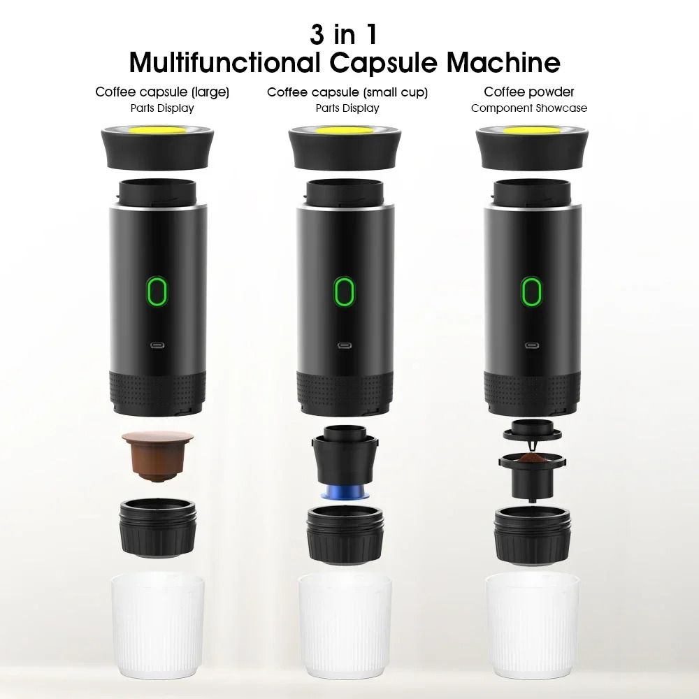 Wireless Electric Portable Espresso Coffee Machine  3in1 Capsule Powder Travel Coffee Maker For Car 4