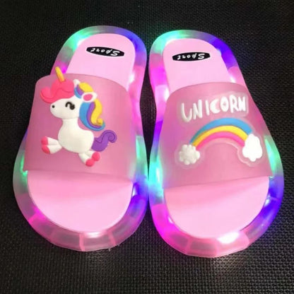 Childrens Unicorn Animals Prints Shoes Lighted Fashion Slippers 5