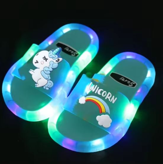 Childrens Unicorn Animals Prints Shoes Lighted Fashion Slippers 6