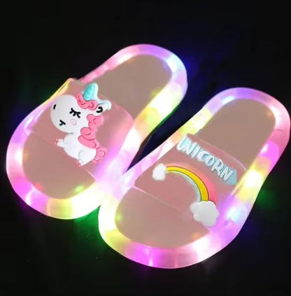 Childrens Unicorn Animals Prints Shoes Lighted Fashion Slippers 7