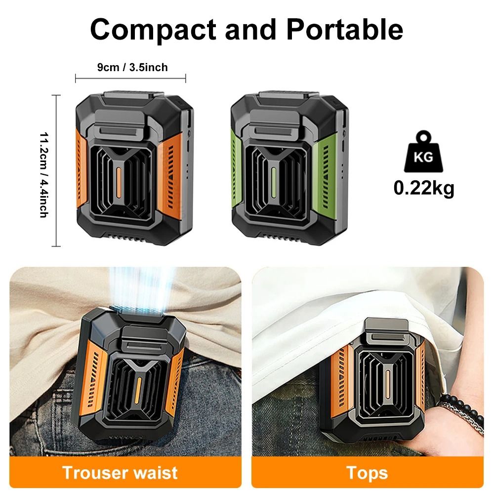 Portable Waist Clip Fan With 4000mAh Power Bank LED Flashlight And USB Rechargeable Mini Hanging Ne 5