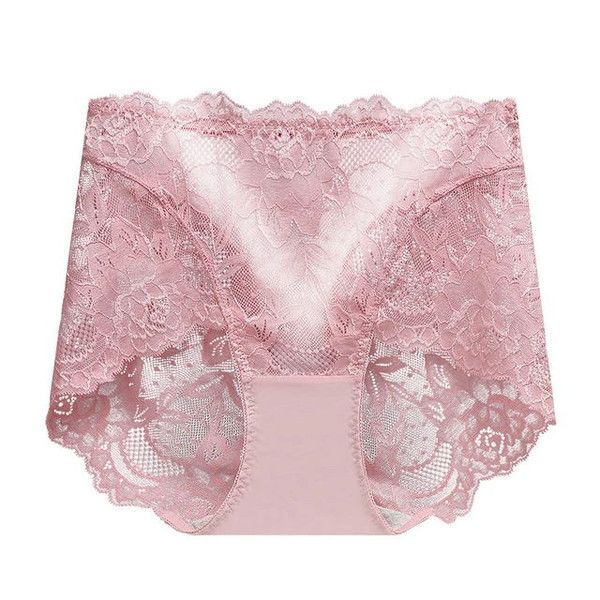Women Floral Lace Panties Briefs Transparent High Rise Knickers Sexy Brief Underwear
