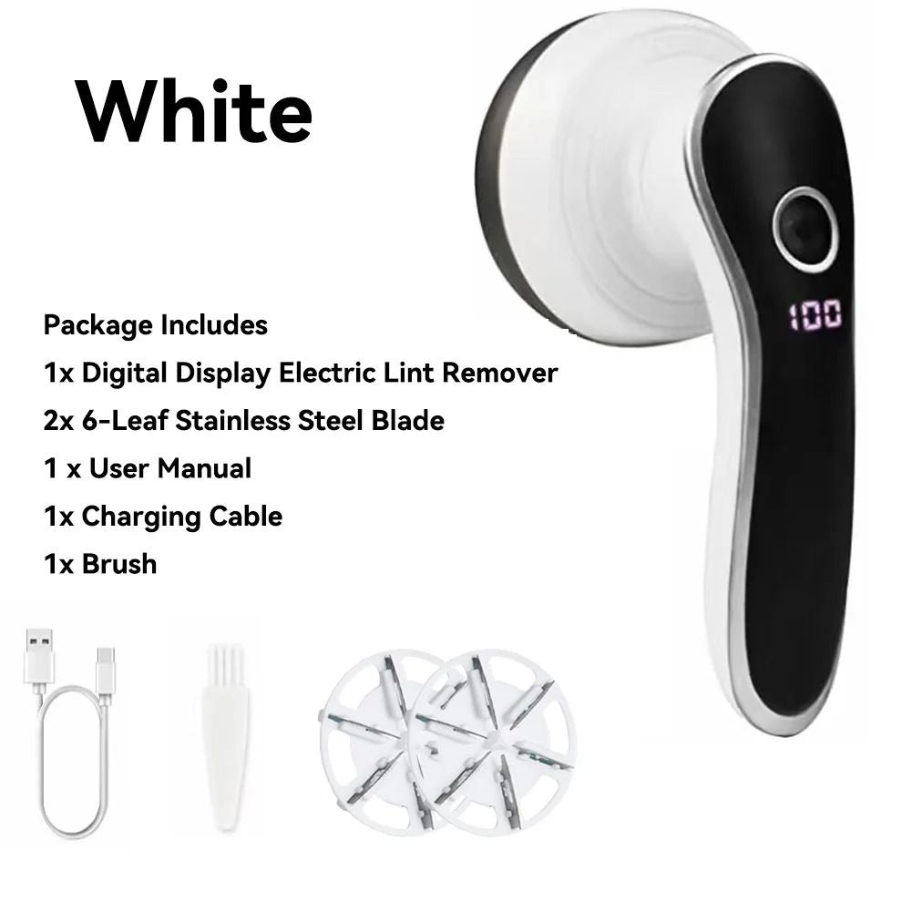 Rechargeable Electric Lint Remover With Digital Display  Portable Fabric Shaver For Clothes Removes 8