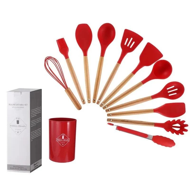 Durable Wooden Handle Silicone Cooking Tools