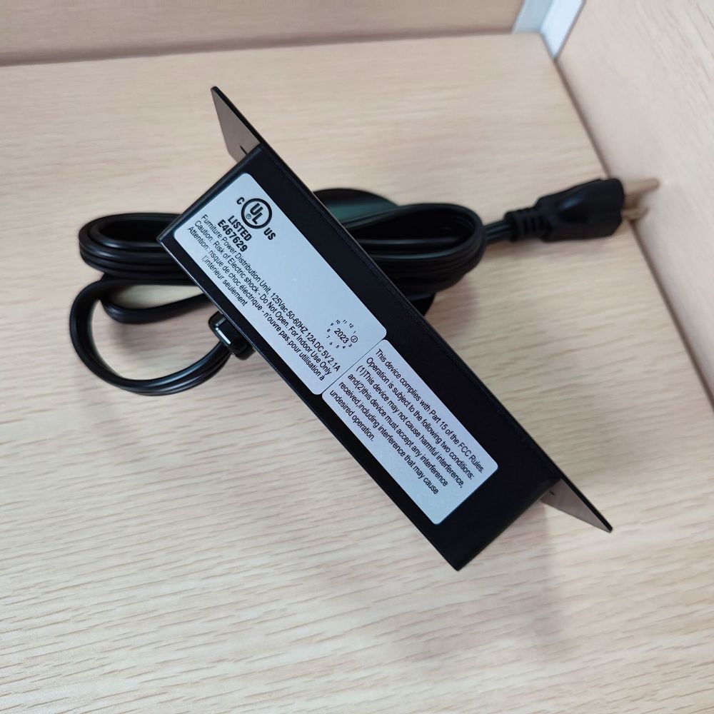 Compact 3USB Type C Hidden Strip Socket with 2 Outlets US Standard Table Power Socket