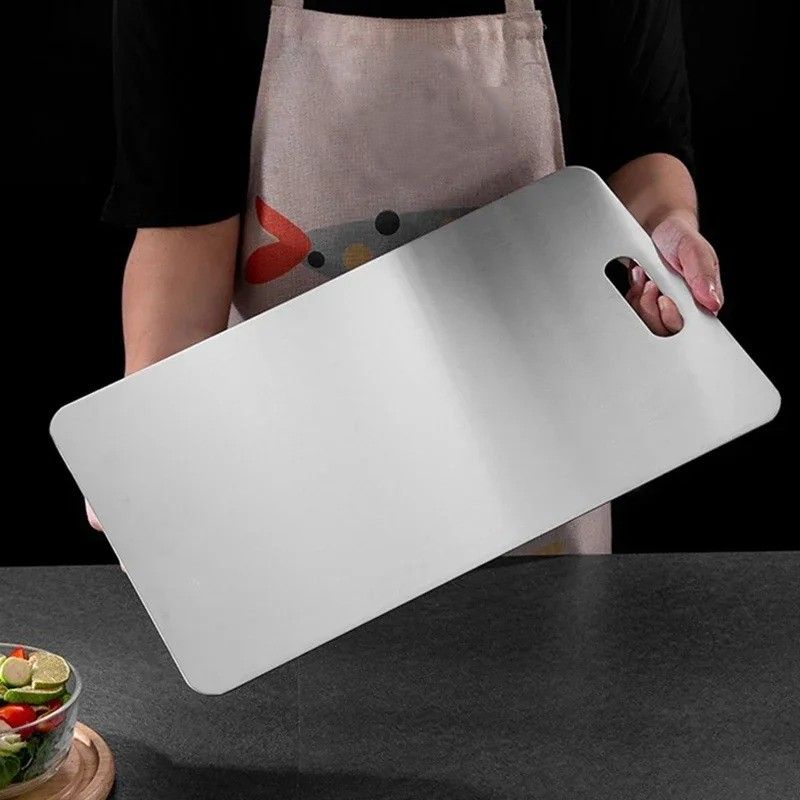 Stainless Steel Thickened Cutting Board - Antibacterial & Mildew-Proof Kitchen Board for Fruit, Vegetables, and Dough