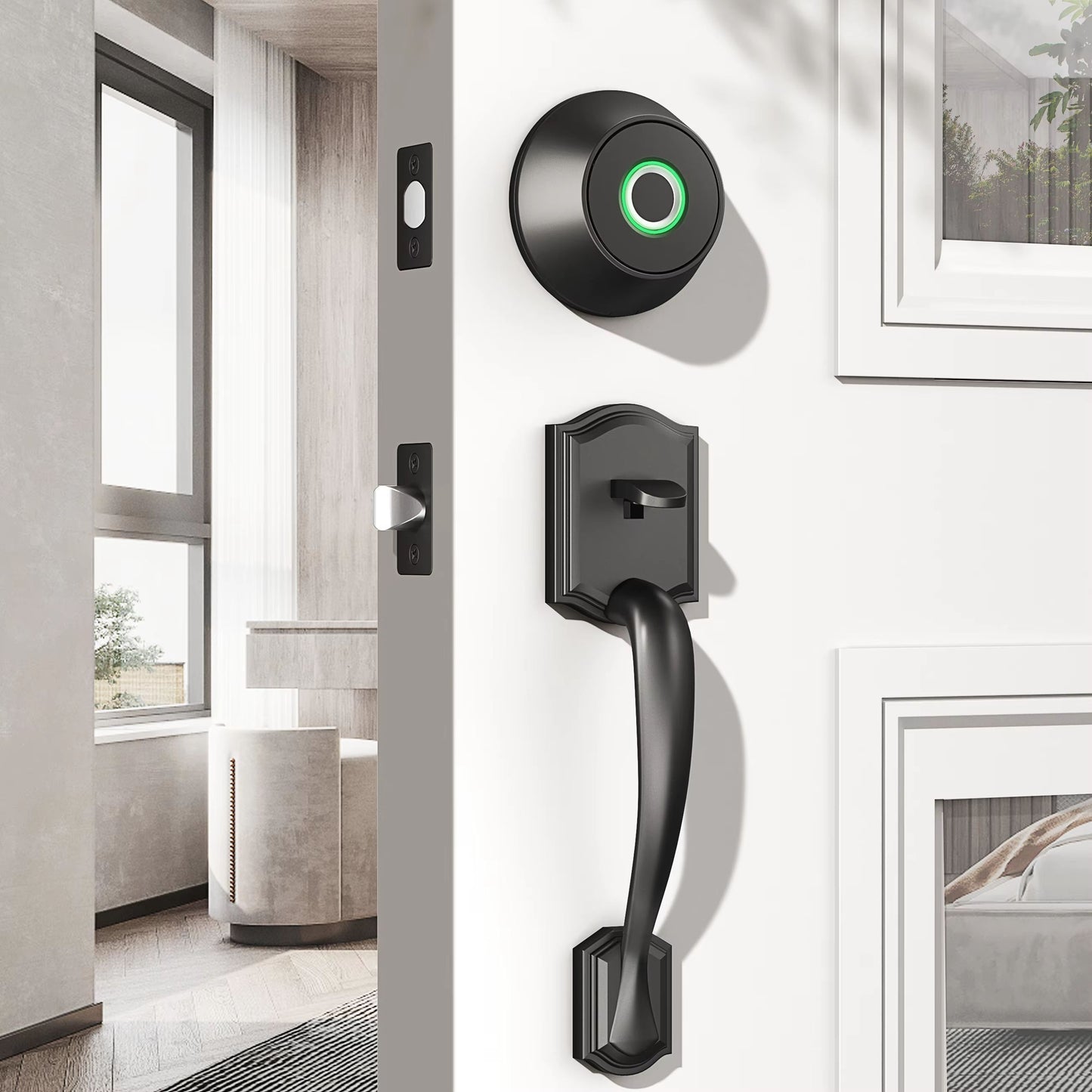 Automatic Smart Deadbolt Lock with Fingerprint Bluetooth  Key Unlocking Keyless Entry 1