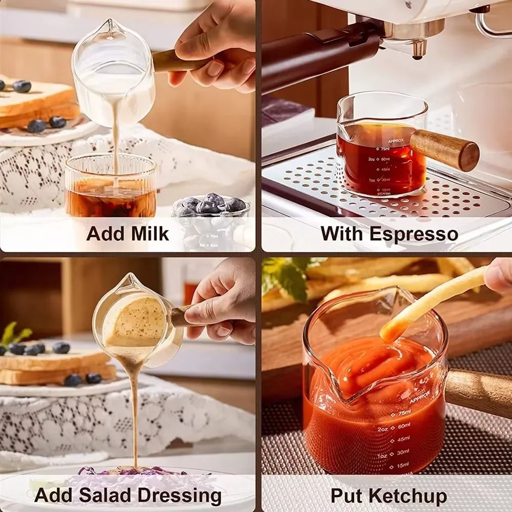 Small glass measuring cup for coffee