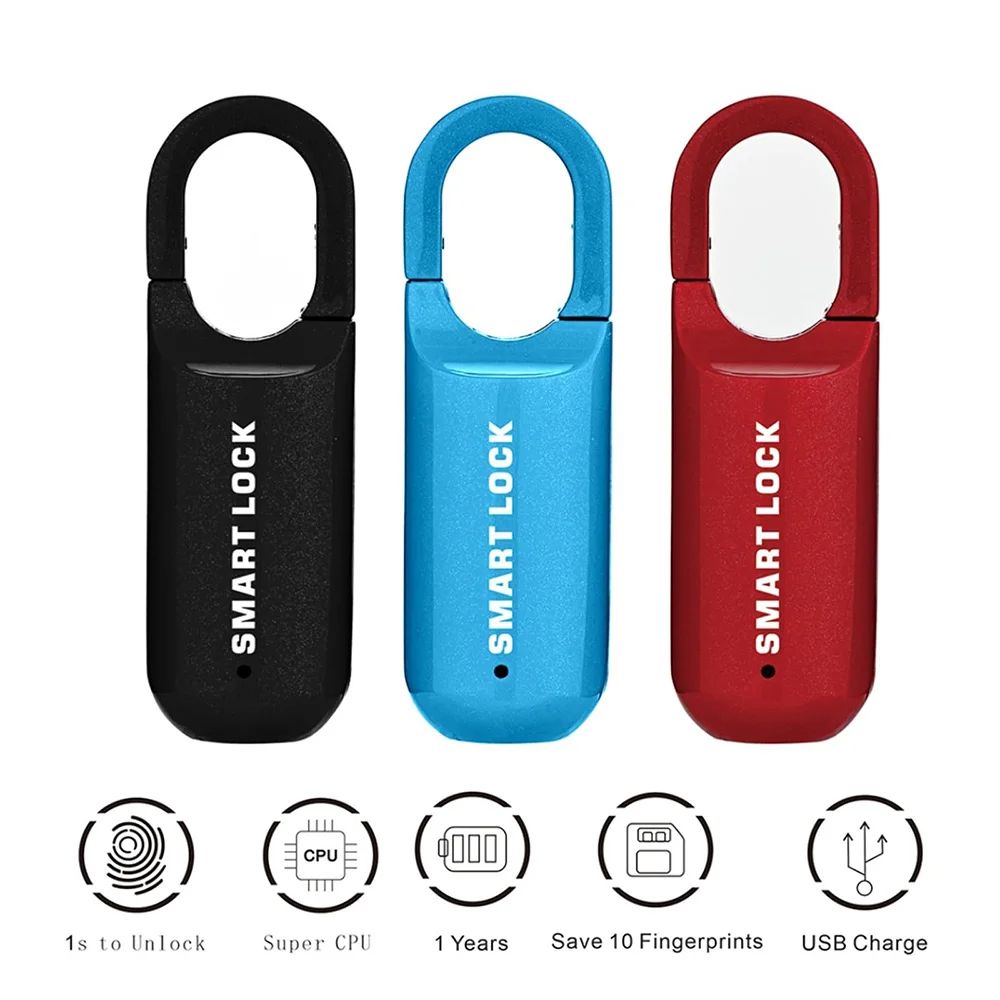 Biometric Fingerprint Padlock Smart Keyless Lock For Gym School Locker Backpack  Travel 3