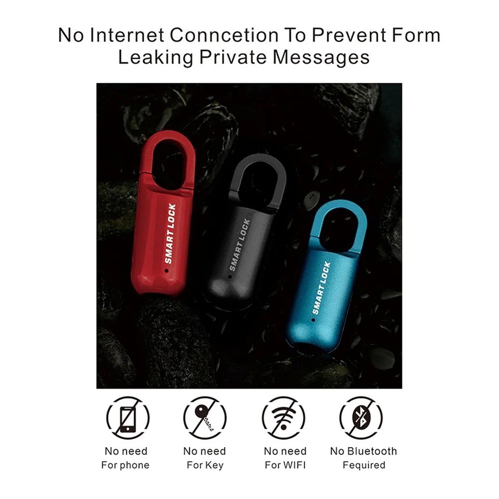 Biometric Fingerprint Padlock Smart Keyless Lock For Gym School Locker Backpack  Travel 13