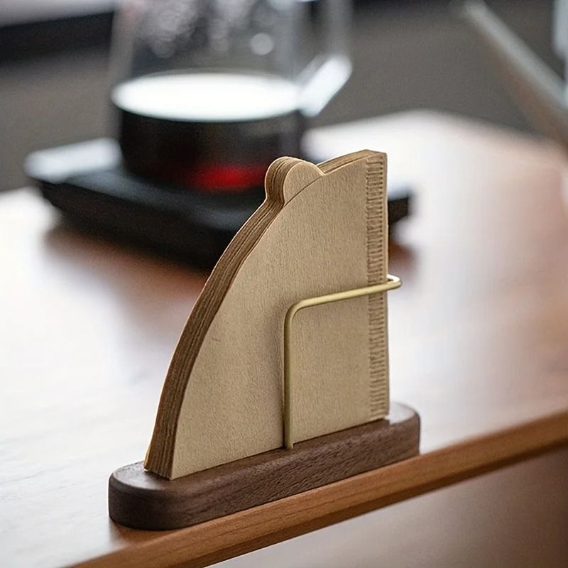 Elegant Walnut & Brass Coffee Filter Holder Stand for V60 Filters