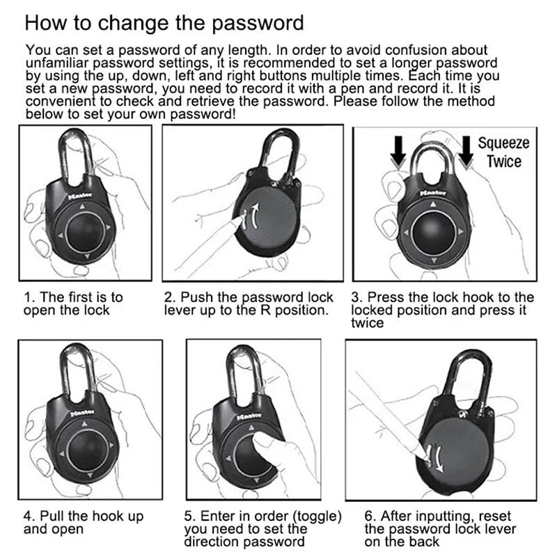 Directional Password Padlock For Gym School Health Club Portable Anti Shim Secure Lock 8