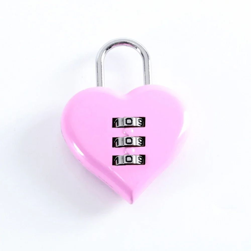 Love Lock Heart Shaped Resettable 3Digit Code Mini Padlock For Bags Diaries And Gifts 9
