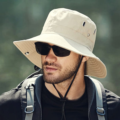 Men Summer Hat Wide Brim Sunscreen Bucket Hat For Beach Riding And Sun Protection 1