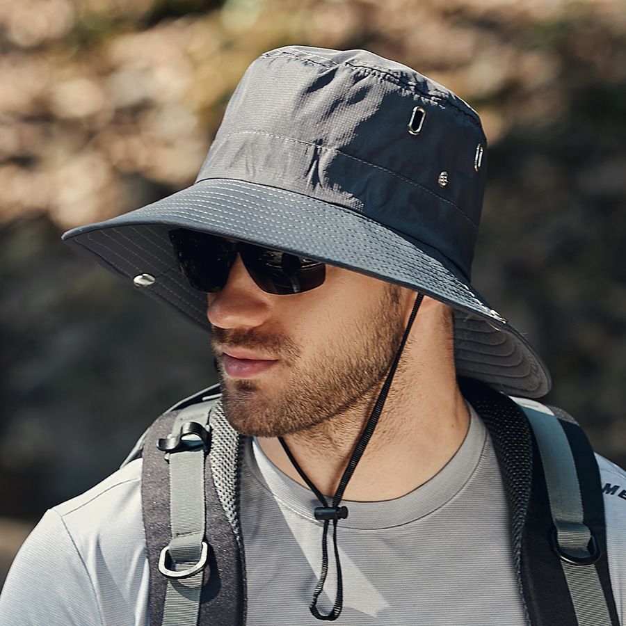 Men Summer Hat Wide Brim Sunscreen Bucket Hat For Beach Riding And Sun Protection 2