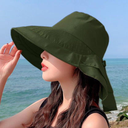 Women Summer Beach Hat with Wide Brim and UV Neck Protection
