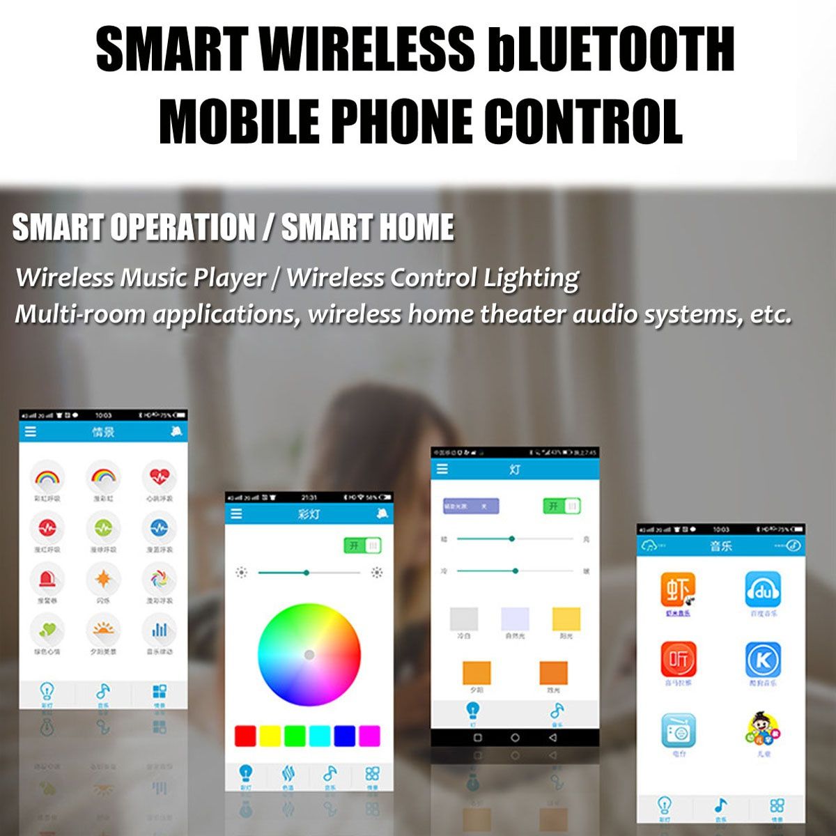Smart RGB LED Ceiling Light with Bluetooth Speaker  Remote