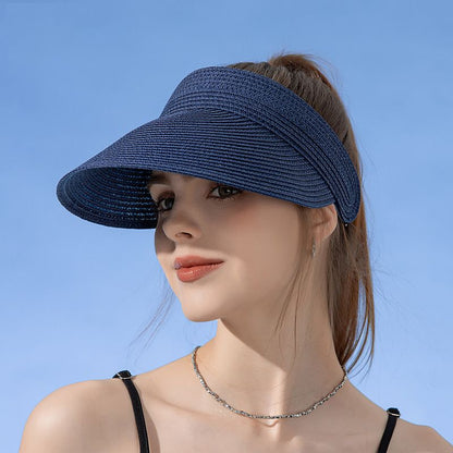 Fashionable Beach Sun Hat Women's Sun Protection Straw Visor