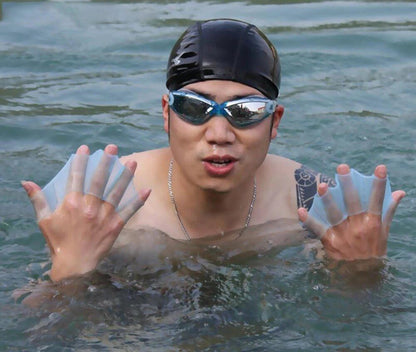 Silicone Swimming Fins Flipper Professional Training Finger Hand Gloves Paddles Equipment For Men W