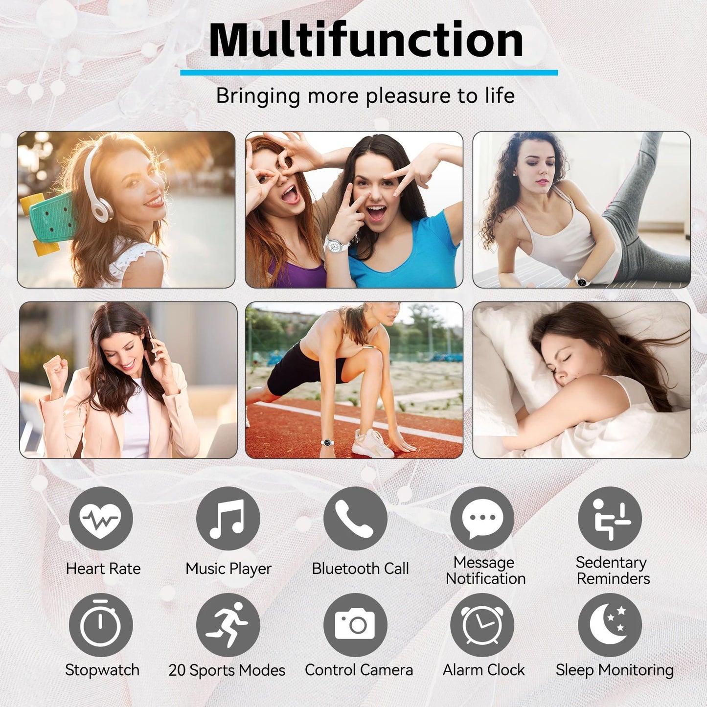 Womens Smartwatch with Heart Rate  Sleep Monitor Fitness Tracker Pedometer for Android  iPhone 4