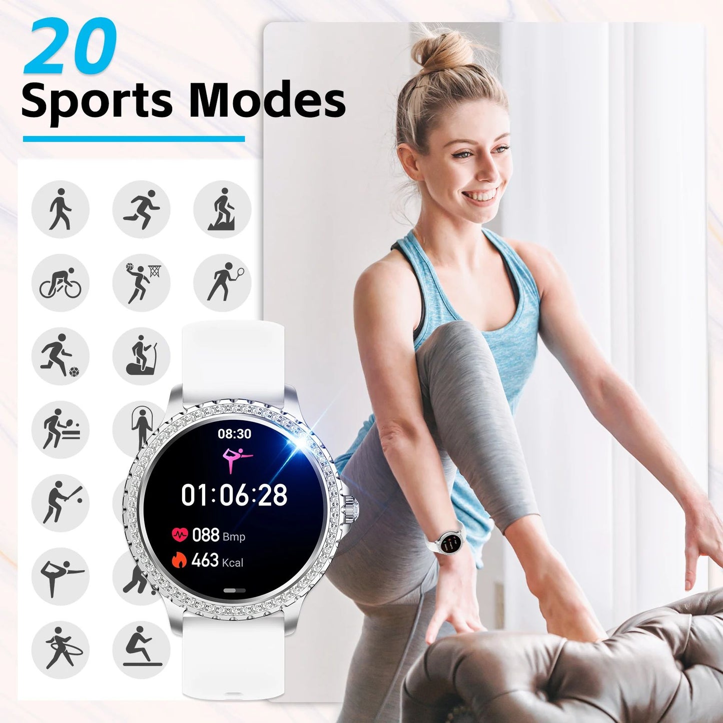 Womens Smartwatch with Heart Rate  Sleep Monitor Fitness Tracker Pedometer for Android  iPhone 7