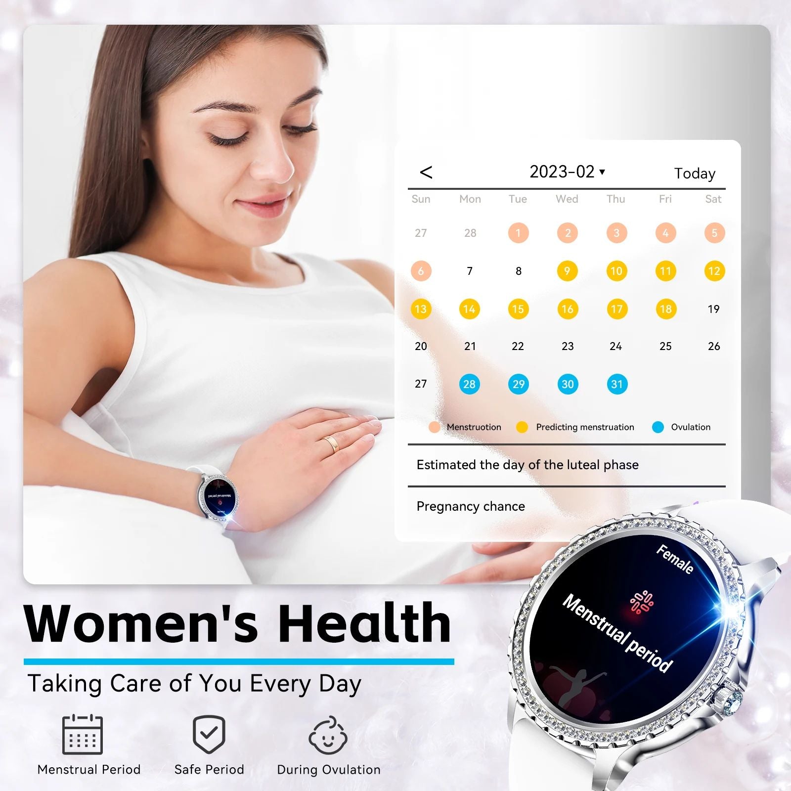 Womens Smartwatch with Heart Rate  Sleep Monitor Fitness Tracker Pedometer for Android  iPhone 8