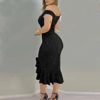 Women Fashion Sexy Summer Off Shoulder Elegant Dress Ruched Party Dress for Women 4