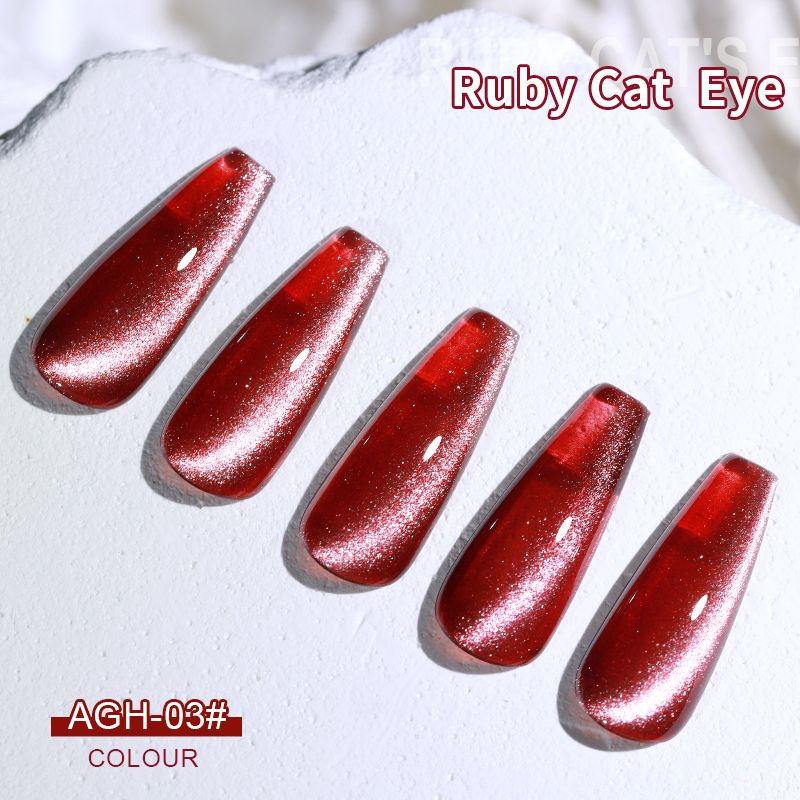 Gel Nail Polish  Red Cat Eye Nail Varnish Gel For Professional  Home Manicures 3