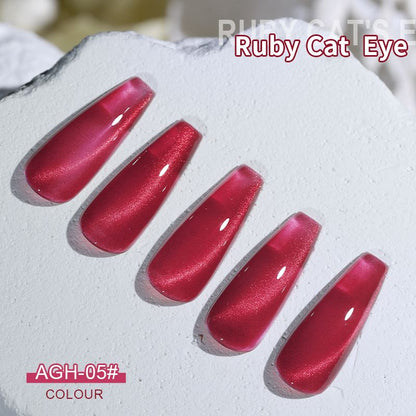 Gel Nail Polish  Red Cat Eye Nail Varnish Gel For Professional  Home Manicures 5