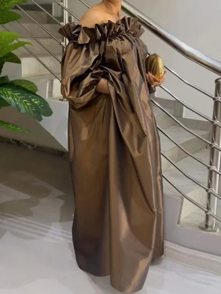 Elegant OffShoulder Sleeve Loose Maxi Dress for Women  Summer Casual Party Dresses 1